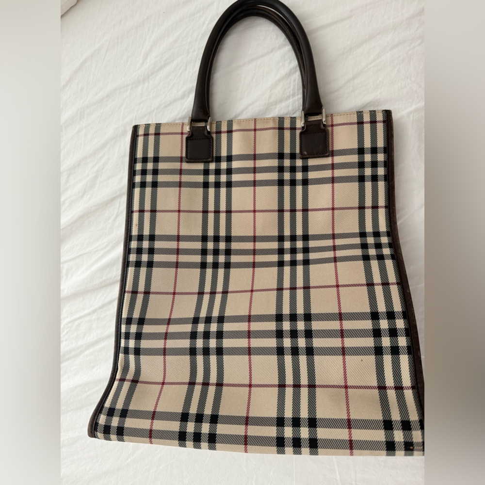 Burberry Nova Check Mini Hand Bag Canvas Leather